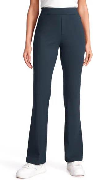 CRZ YOGA 4-Way Stretch Flare Womens Pants Tall 31" Dress Work Casual High Waisted Lounge Sweatpants with Zip Pockets