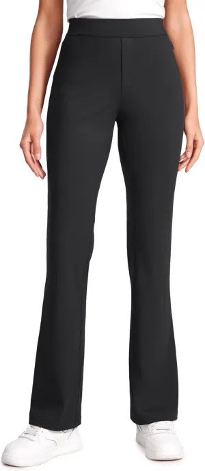 CRZ YOGA 4-Way Stretch Flare Womens Pants Tall 31" Dress Work Casual High Waisted Lounge Sweatpants with Zip Pockets