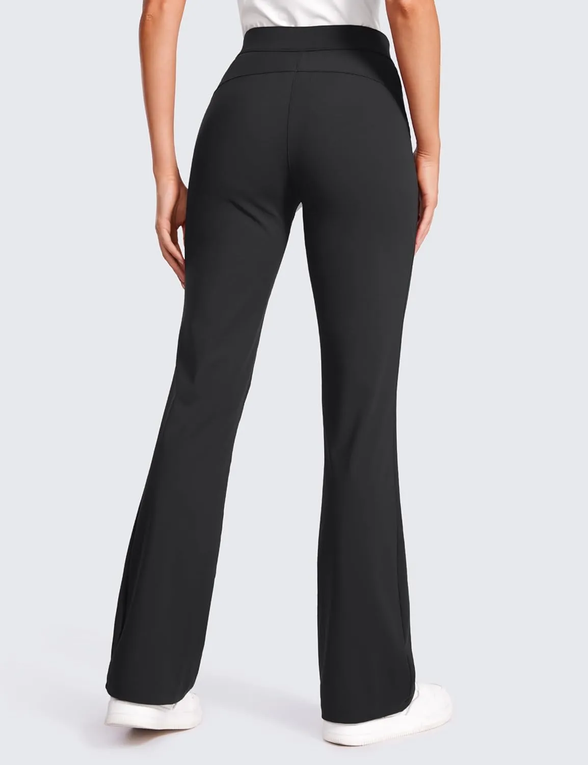 CRZ YOGA 4-Way Stretch Flare Womens Pants Tall 31" Dress Work Casual High Waisted Lounge Sweatpants with Zip Pockets