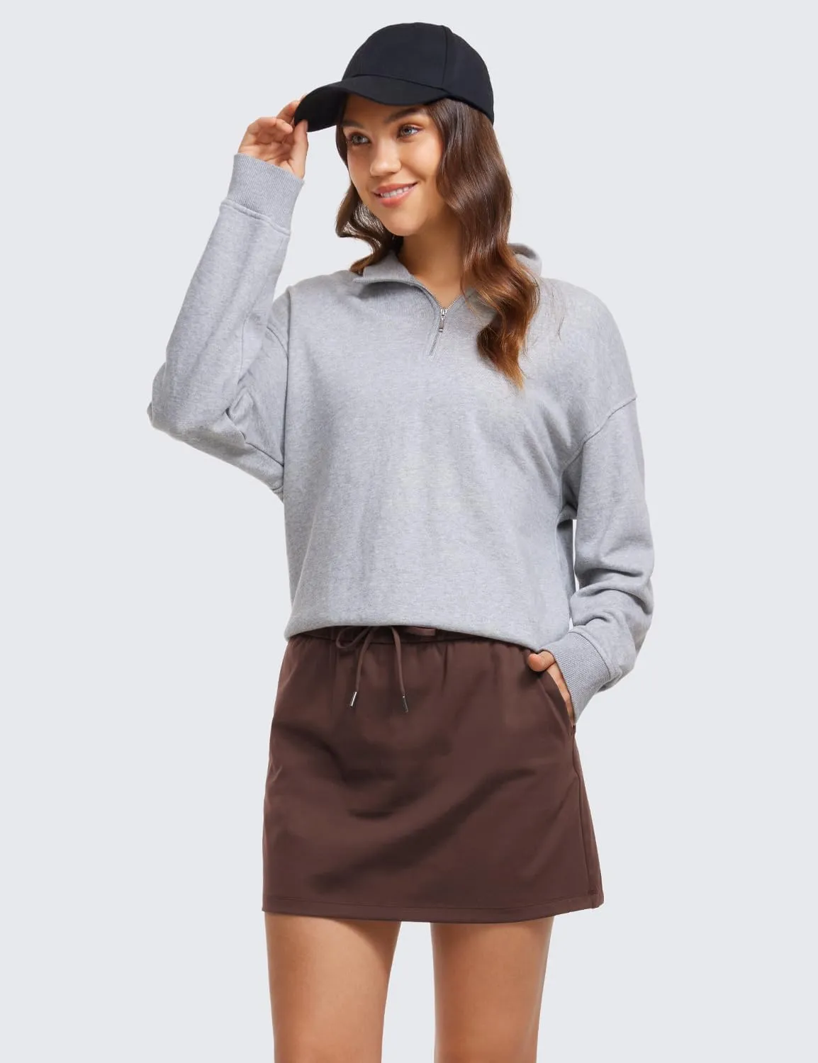 CRZ YOGA 4-Way Stretch Skirts for Women High Waisted Work Casual Golf Tennis Skirt Skorts with 5 Pockets