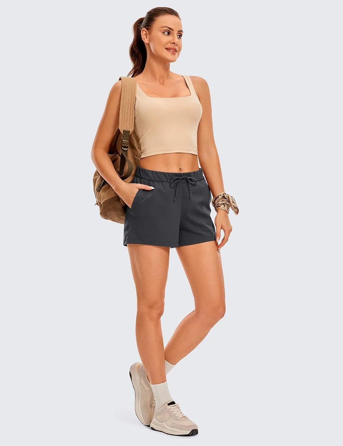 CRZ YOGA Stretch Shorts for Women Work Casual 2.5'' with Pockets for Athketic Workout Travel Hiking Golf