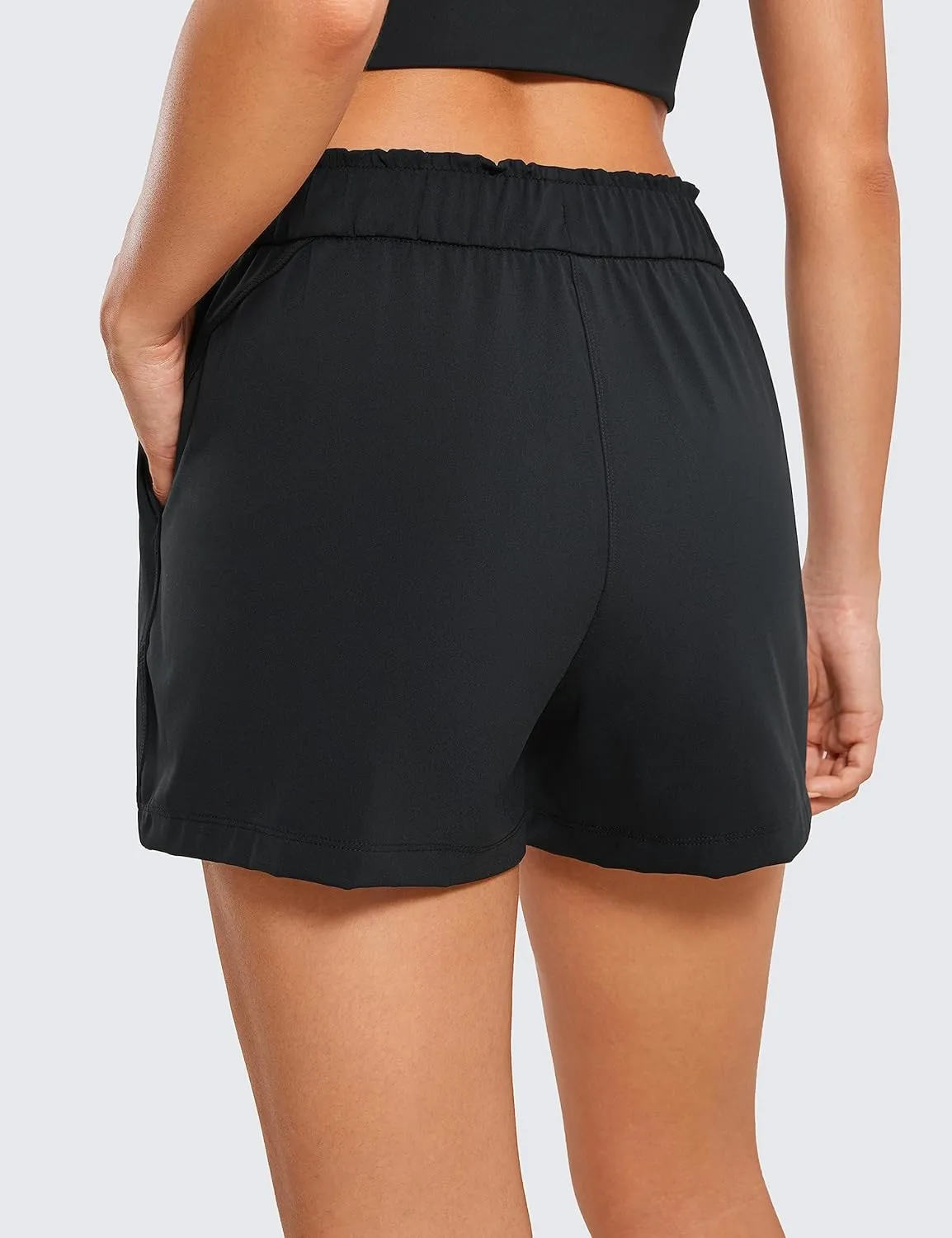 CRZ YOGA Womens 4-Way Stretch Athletic Shorts High Waisted Comfy for Work Casual Workout Golf Hiking with Pockets