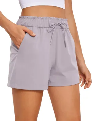CRZ YOGA Womens 4-Way Stretch Athletic Shorts High Waisted Comfy for Work Casual Workout Golf Hiking with Pockets