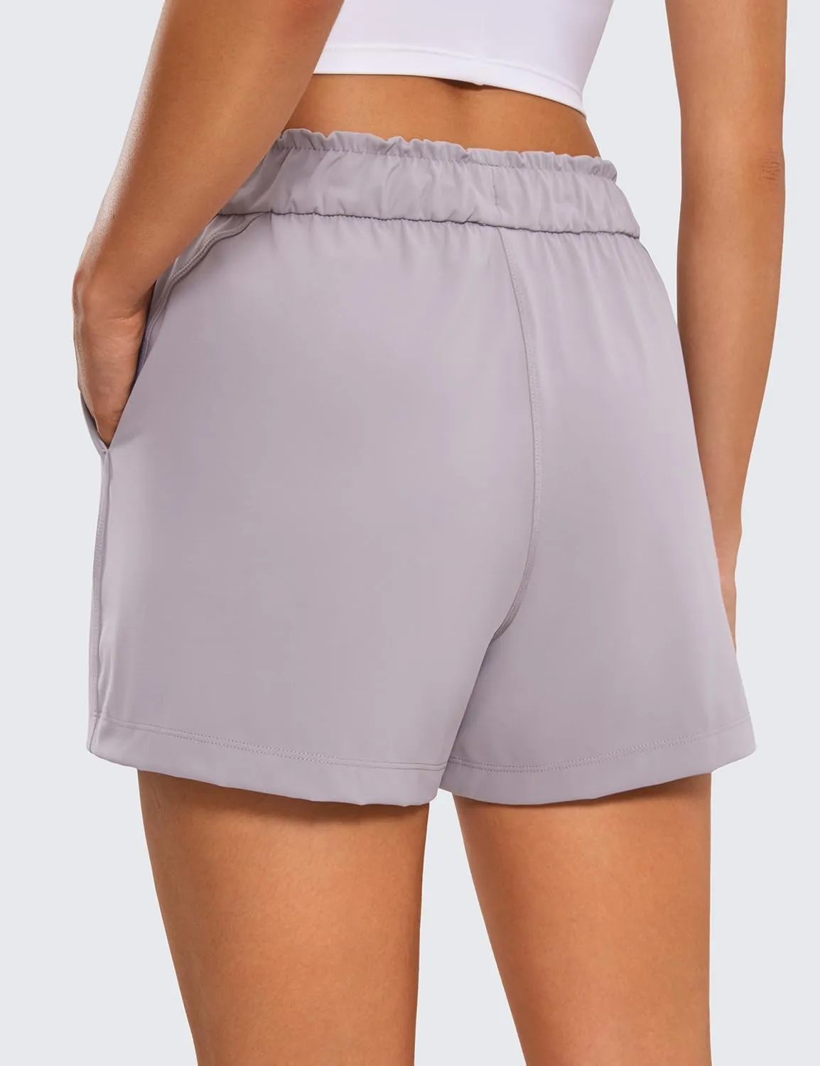 CRZ YOGA Womens 4-Way Stretch Athletic Shorts High Waisted Comfy for Work Casual Workout Golf Hiking with Pockets