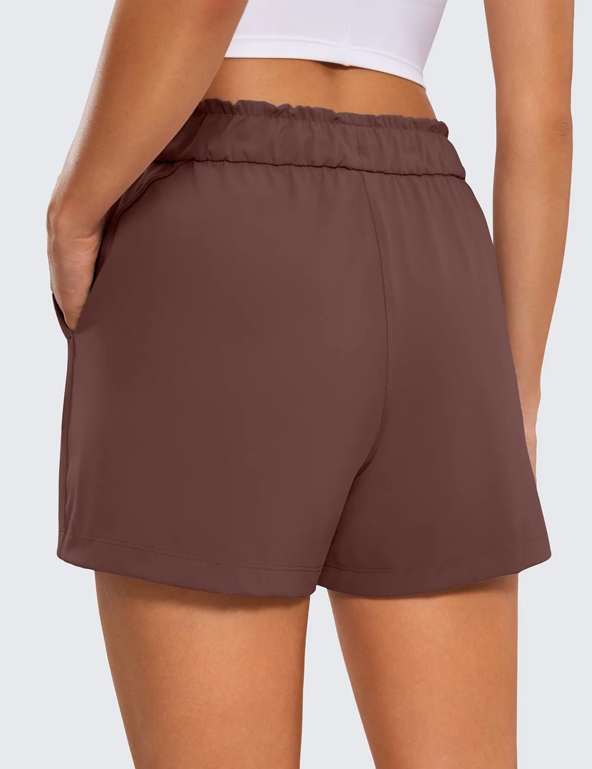 CRZ YOGA Womens 4-Way Stretch Athletic Shorts High Waisted Comfy for Work Casual Workout Golf Hiking with Pockets