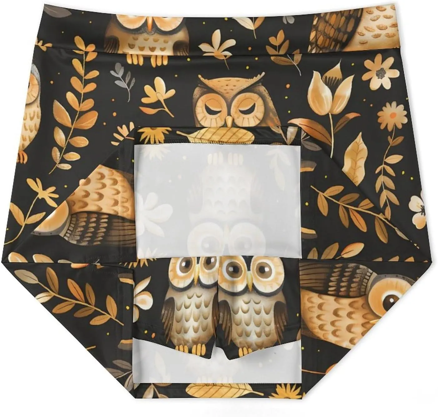 Cute Owls And Leaves Women's Skort Athletic Skirt Golf Skorts A-line Skirts with Built-in Shorts Pockets