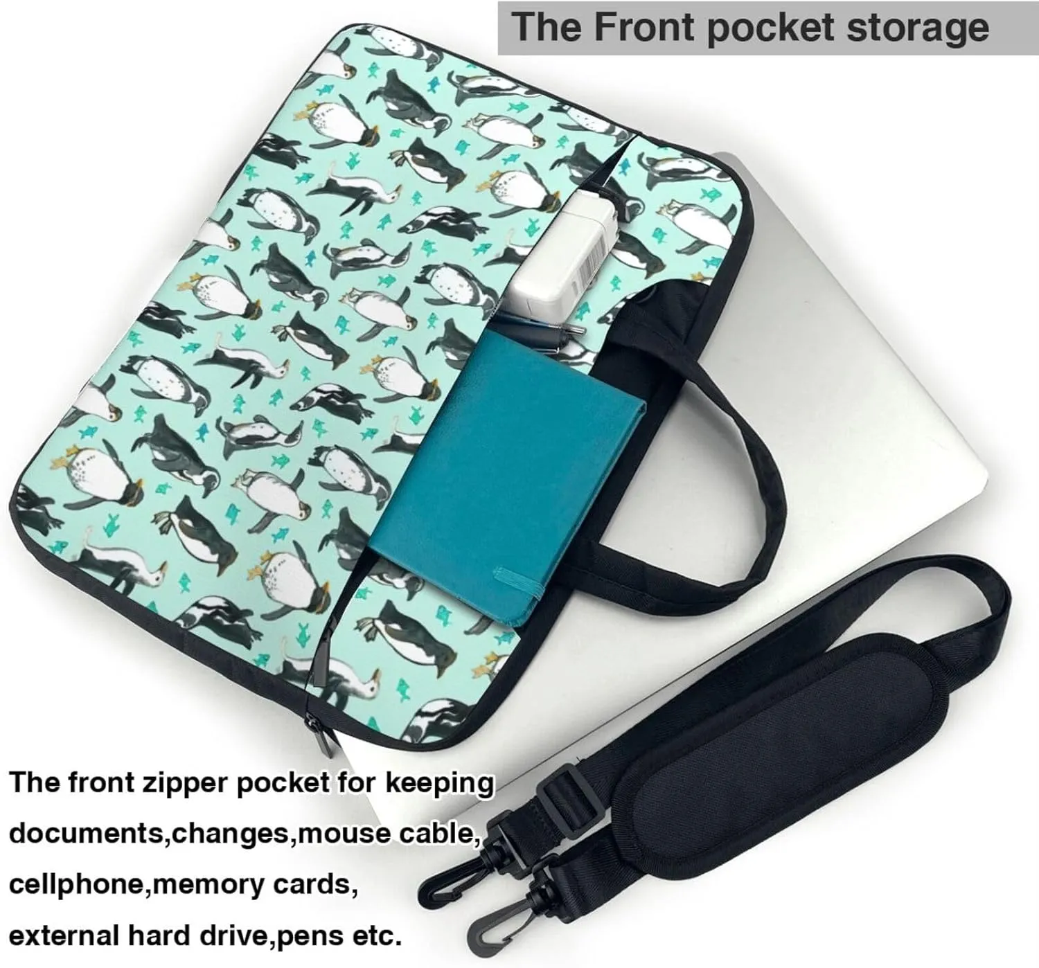 Cute Penguins Print Work Casual Office Laptop Shoulder Messenger Bag 13 inch 14 inch 15.6 inch