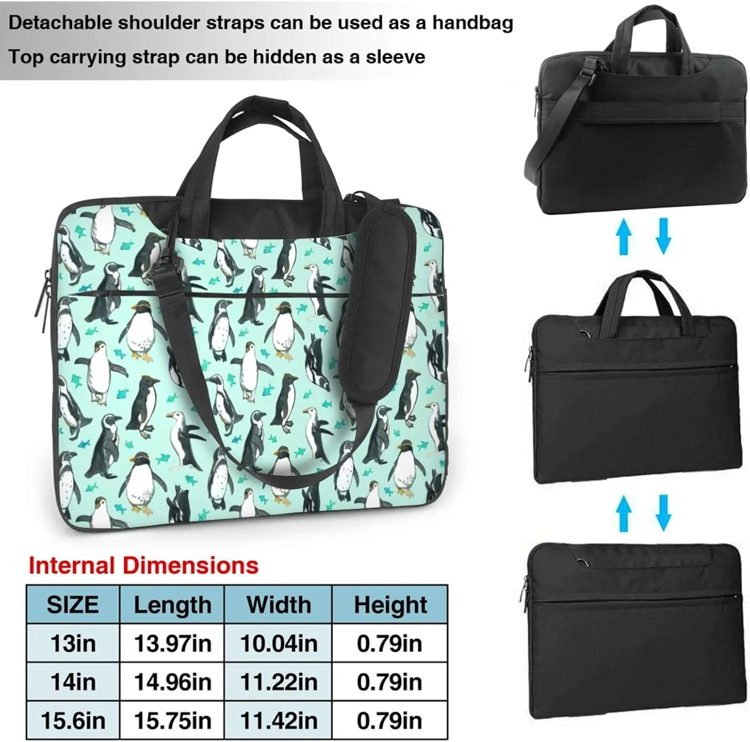 Cute Penguins Print Work Casual Office Laptop Shoulder Messenger Bag 13 inch 14 inch 15.6 inch