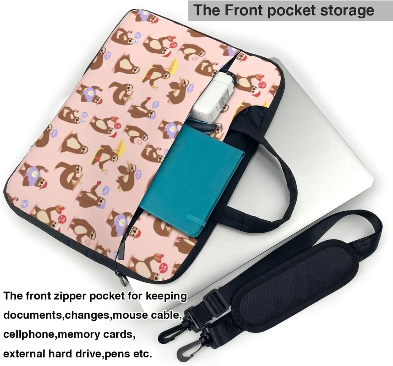 Cute Sloth Print Work Casual Office Laptop Shoulder Messenger Bag 13 inch 14 inch 15.6 inch