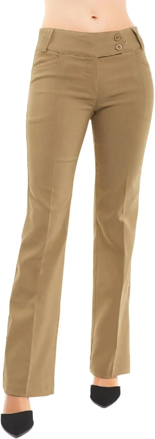 Design by Olivia Women's Ultra Stretch Comfy Millennium Bootcut Dress Pants Work Business Office Trousers