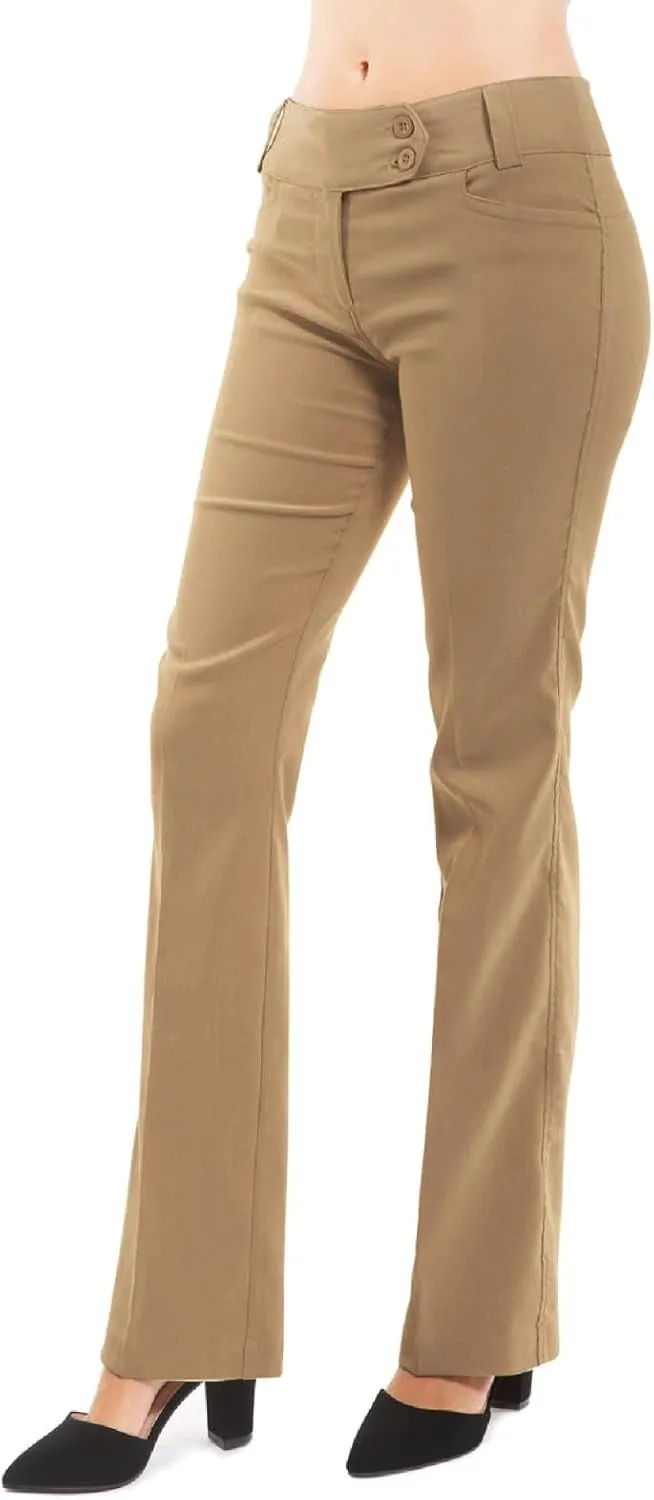 Design by Olivia Women's Ultra Stretch Comfy Millennium Bootcut Dress Pants Work Business Office Trousers