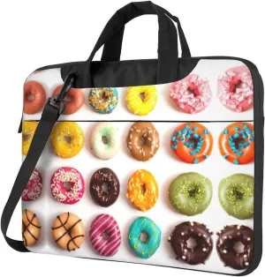 Different Flavors of Doughnuts Print Work Casual Office Laptop Shoulder Messenger Bag 13 inch 14 inch 15.6 inch