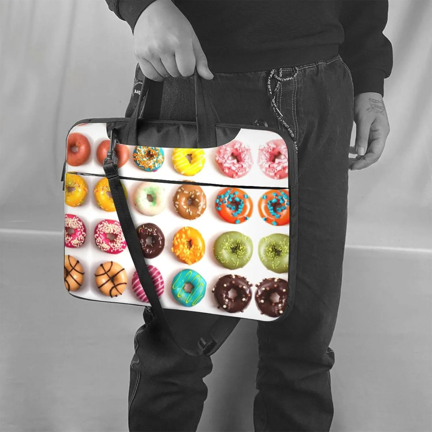 Different Flavors of Doughnuts Print Work Casual Office Laptop Shoulder Messenger Bag 13 inch 14 inch 15.6 inch