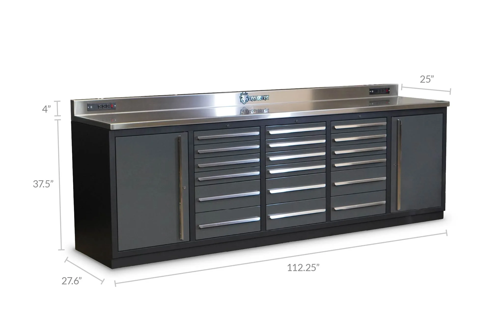 Dragonfire 18 Drawer Pro Series 9FT Workbench with Swappable Drawers