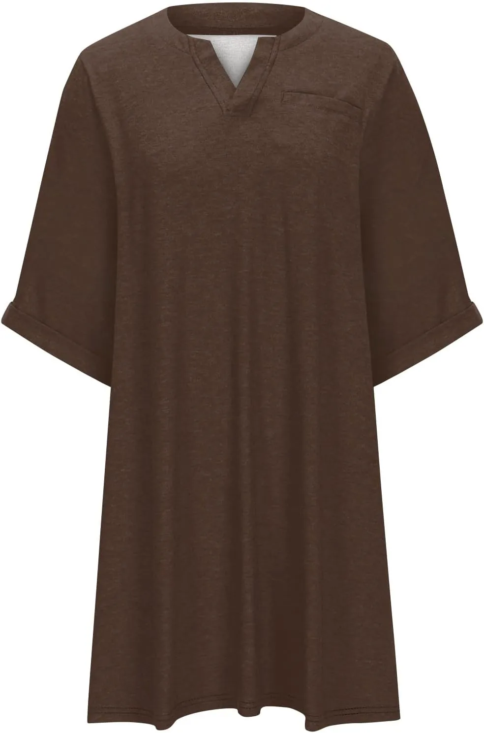 Dresses for Women 2024 Plus Szie 3/4 Length Sleeve Shirt Dress Trendy Loose Fit V Neck Sundress Casual Beach Dress