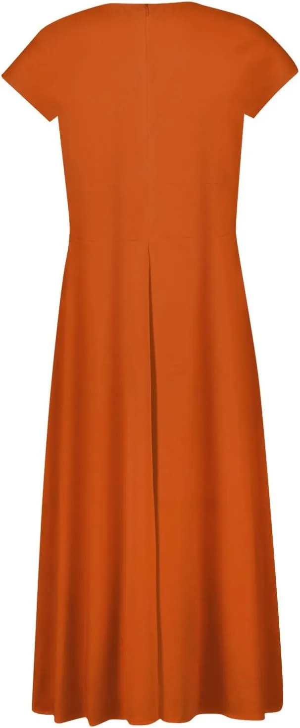 Dresses Women Summer Maxi Dress Short Sleeve Womens Summer Dresses for Island Vacation Smocked