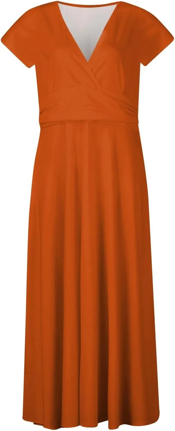 Dresses Women Summer Maxi Dress Short Sleeve Womens Summer Dresses for Island Vacation Smocked