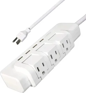 E-Macht Rotating Power Strip Surge Protector 1020 Joules 3 Outlet Extender with 4 USB Ports and 6ft Heavy Duty Extension Cord