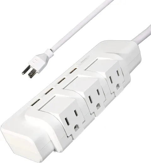 E-Macht Rotating Power Strip Surge Protector 1020 Joules 3 Outlet Extender with 4 USB Ports and 6ft Heavy Duty Extension Cord