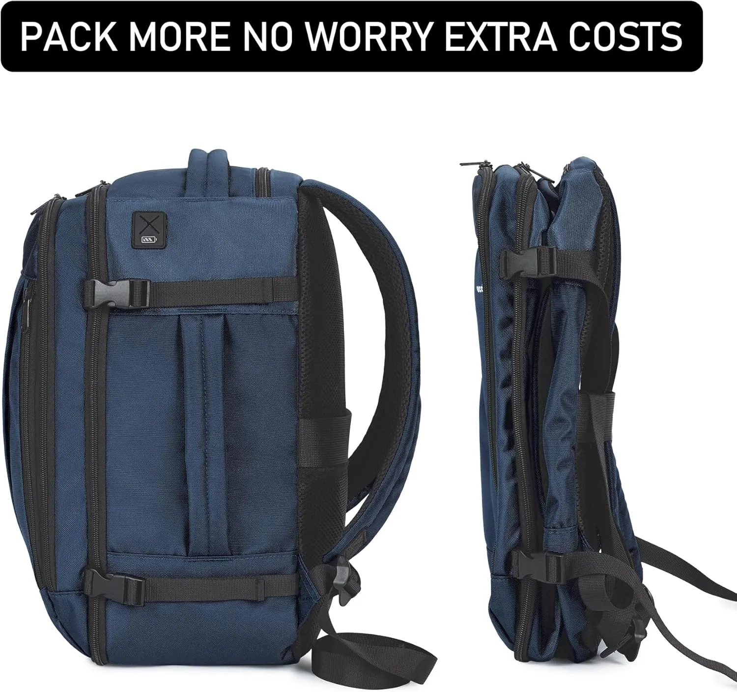 ECOHUB Travel Backpack 18x14x8 Spirit Airlines Personal Item Bag Carry On Backpack 13 Pockets Large Work Casual Daypack for men Airline Approved Waterproof Gym Backpack with Charging Port, Blue
