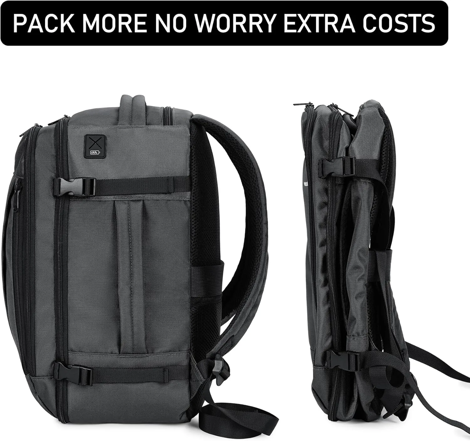 ECOHUB Travel Backpack 18x14x8 Spirit Airlines Personal Item Bag Carry On Backpack 13 Pockets Large Work Casual Daypack for men Airline Approved Waterproof Gym Backpack with Charging Port, Light Grey