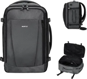 ECOHUB Travel Backpack 18x14x8 Spirit Airlines Personal Item Bag Carry On Backpack 13 Pockets Large Work Casual Daypack for men Airline Approved Waterproof Gym Backpack with Charging Port, Light Grey