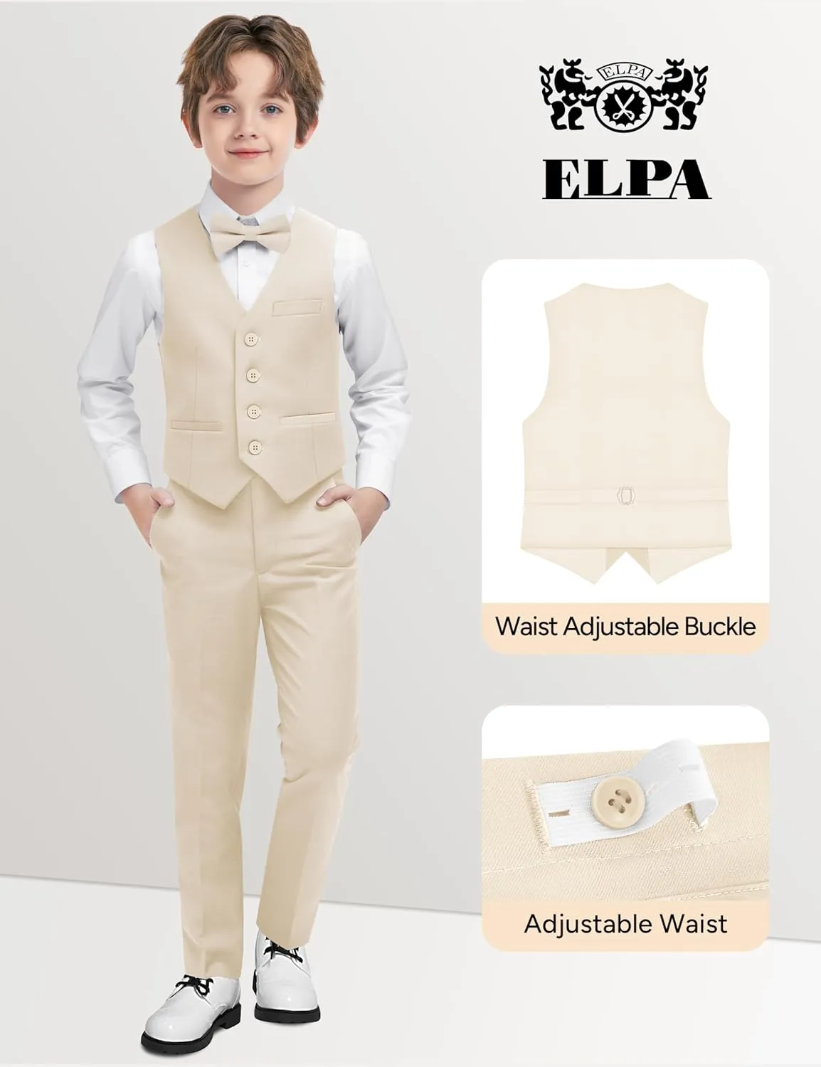 ELPA ELPA Boys' Formal Suit Set, with Suspenders, Adjustable Waist, from Toddlers to Teen