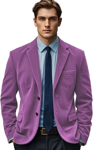 EMERAIDVLN Mens Corduroy Blazer Vintage Suit Jacket Casual Work Wear 2 Button Notch Lapel Christmas Sport Coat