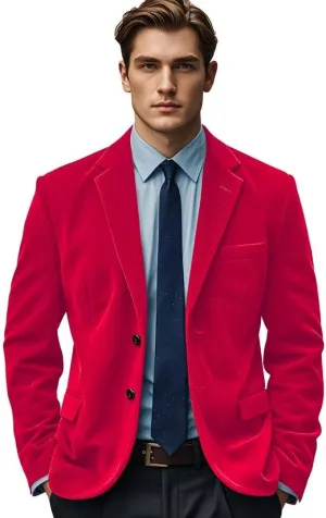 EMERAIDVLN Mens Corduroy Blazer Vintage Suit Jacket Casual Work Wear 2 Button Notch Lapel Christmas Sport Coat