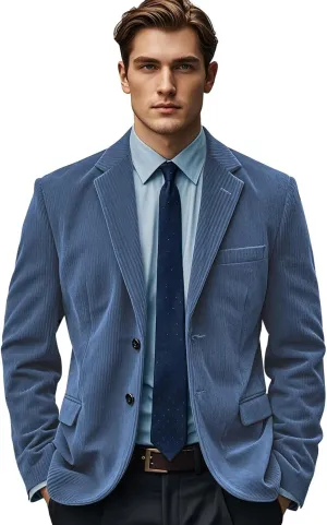 EMERAIDVLN Mens Corduroy Blazer Vintage Suit Jacket Casual Work Wear 2 Button Notch Lapel Christmas Sport Coat
