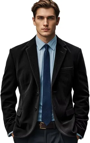EMERAIDVLN Mens Corduroy Blazer Vintage Suit Jacket Casual Work Wear 2 Button Notch Lapel Christmas Sport Coat