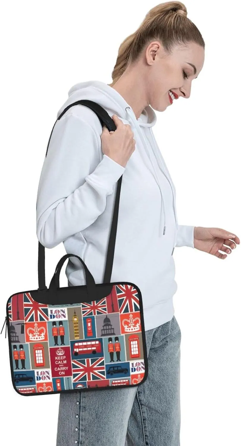 England Symbols Print Work Casual Office Laptop Shoulder Messenger Bag 13 inch 14 inch 15.6 inch