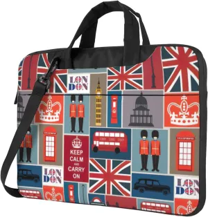 England Symbols Print Work Casual Office Laptop Shoulder Messenger Bag 13 inch 14 inch 15.6 inch