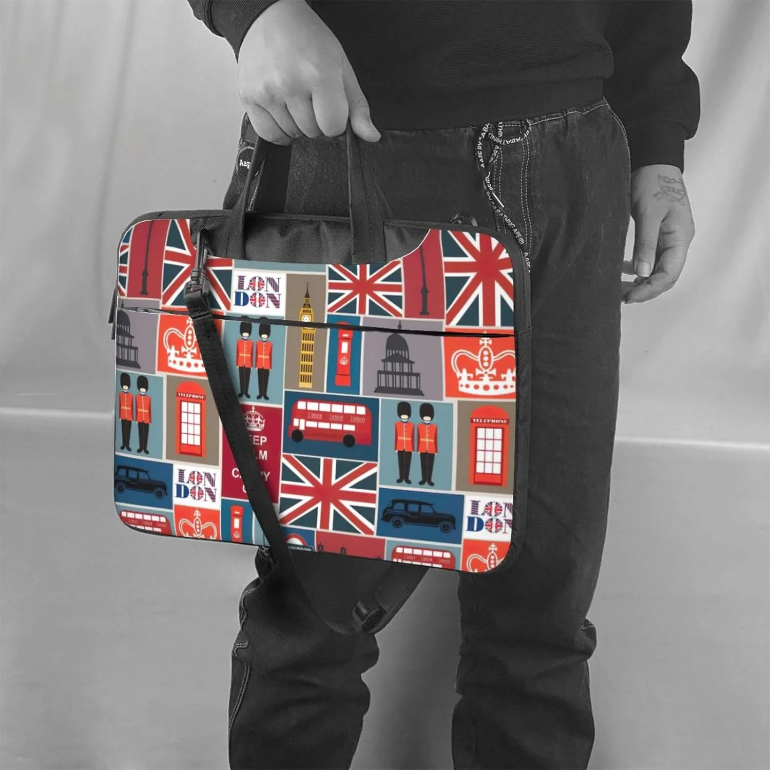 England Symbols Print Work Casual Office Laptop Shoulder Messenger Bag 13 inch 14 inch 15.6 inch