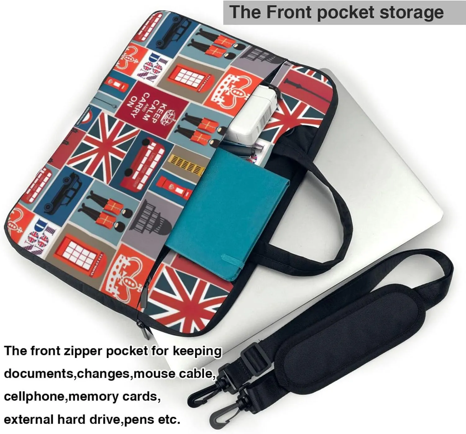 England Symbols Print Work Casual Office Laptop Shoulder Messenger Bag 13 inch 14 inch 15.6 inch