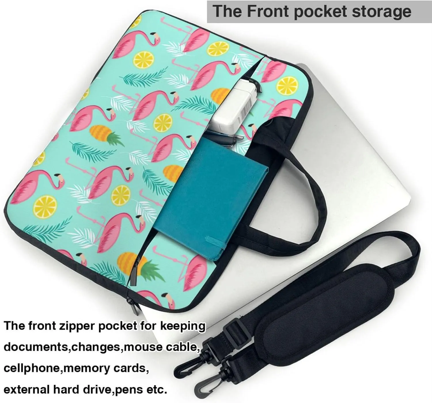 Flamingo Print Work Casual Office Laptop Shoulder Messenger Bag 13 inch 14 inch 15.6 inch