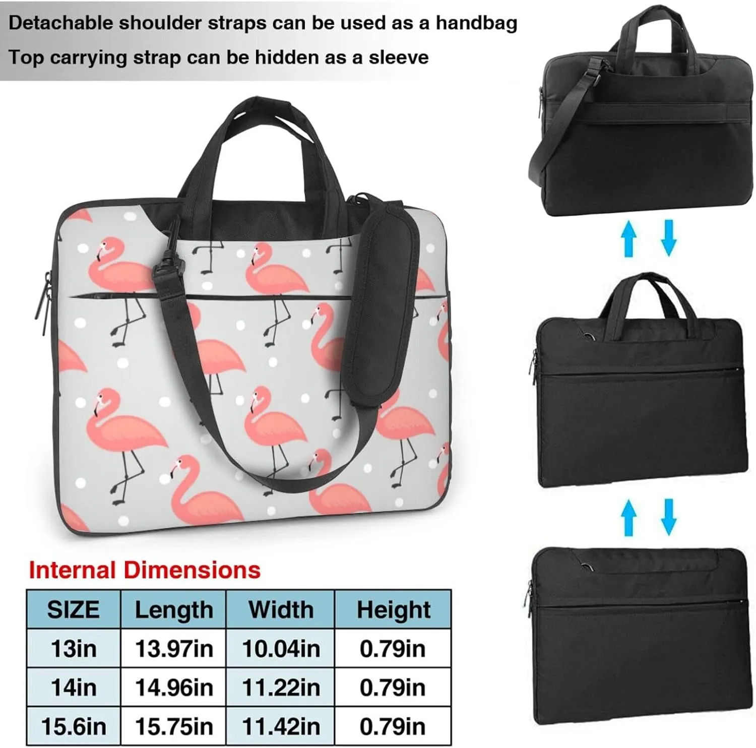 Flamingo Print Work Casual Office Laptop Shoulder Messenger Bag 13 inch 14 inch 15.6 inch