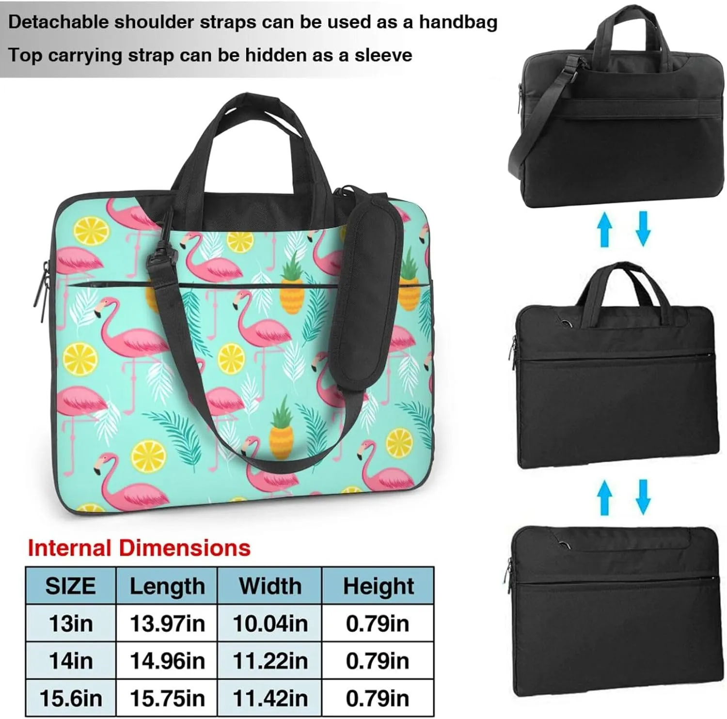 Flamingo Print Work Casual Office Laptop Shoulder Messenger Bag 13 inch 14 inch 15.6 inch
