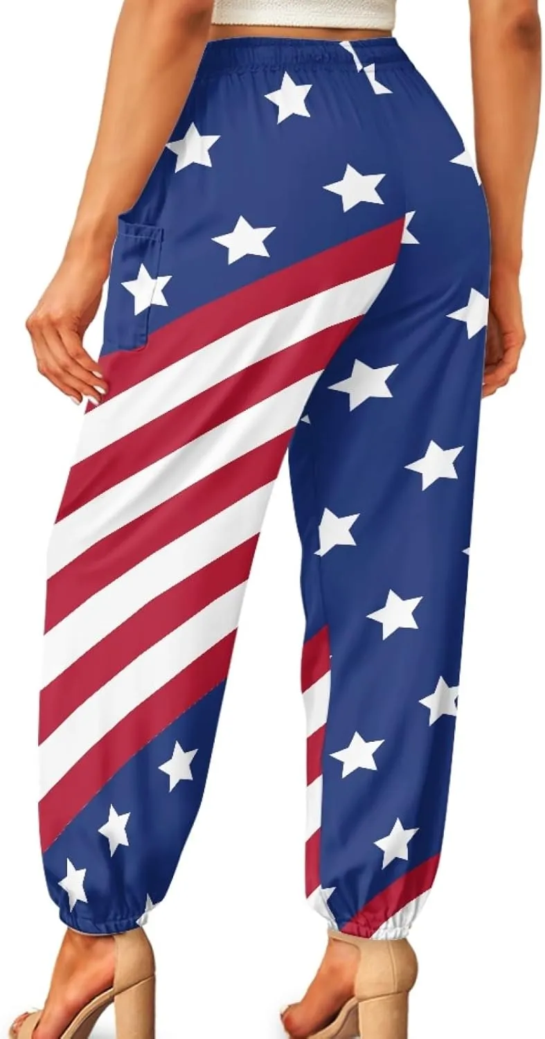 Forchrinse Red Galaxy Nebula Harem Pants for Women High Wiasted Flowy Yoga Jogger Loose Comfy Palazzo Pants Plus Size