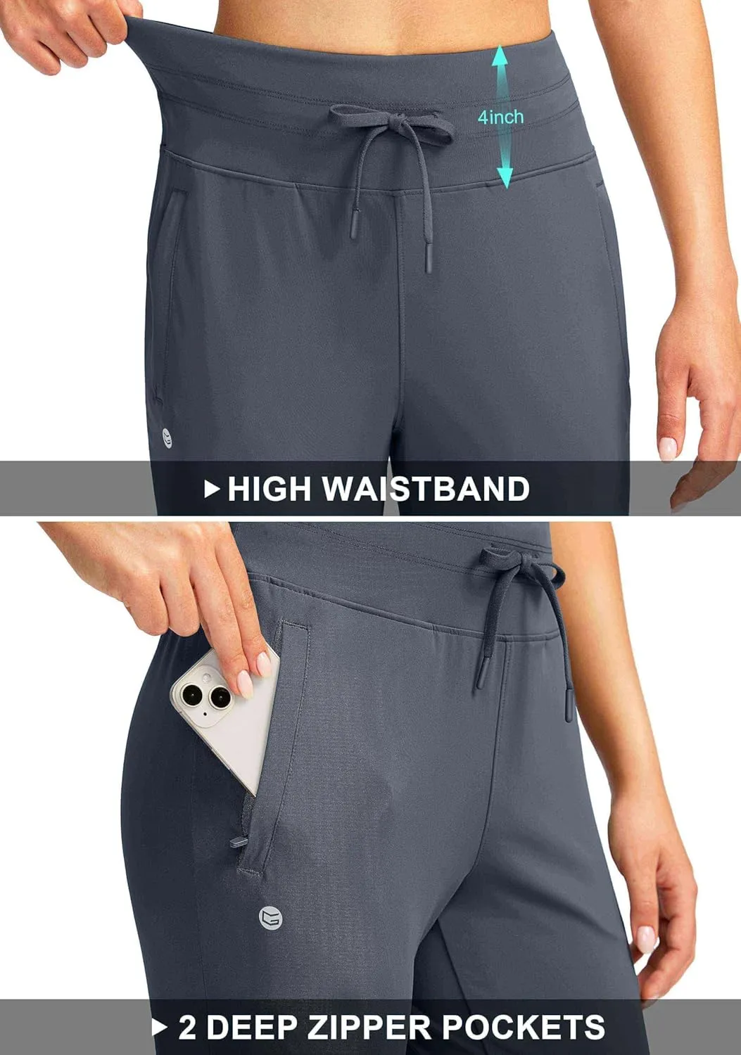 G Gradual Women's Joggers Pants with Zipper Pockets High Waisted Sweatpants Athletic Tapered Pants for Women Lounge Workout