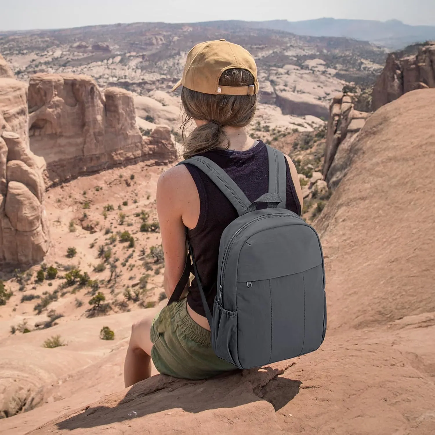 G4Free Mini Backpack for Women Water-resistant Hiking Backpack with Adjustable Shoulder Straps for Travel Shop Work Casual(GREY)