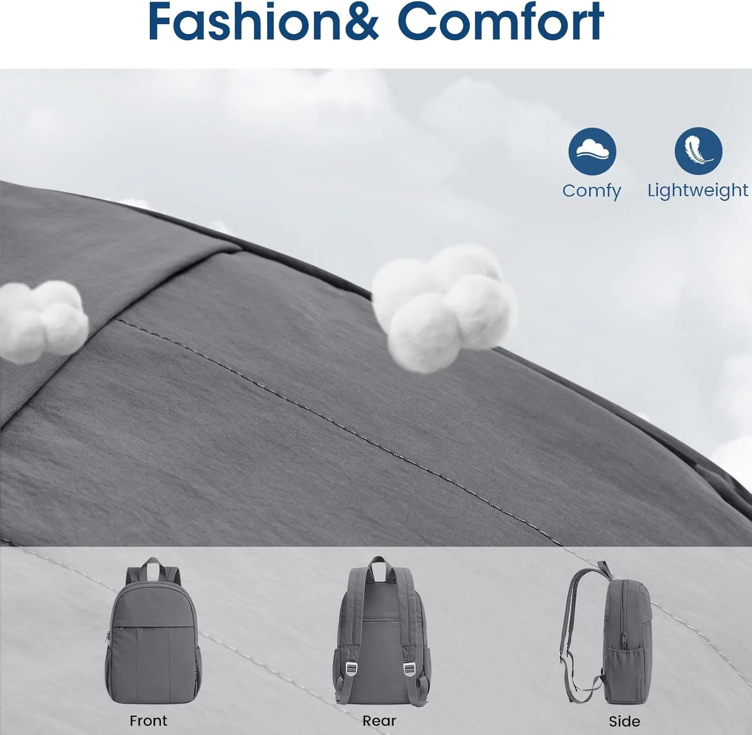 G4Free Mini Backpack for Women Water-resistant Hiking Backpack with Adjustable Shoulder Straps for Travel Shop Work Casual(GREY)