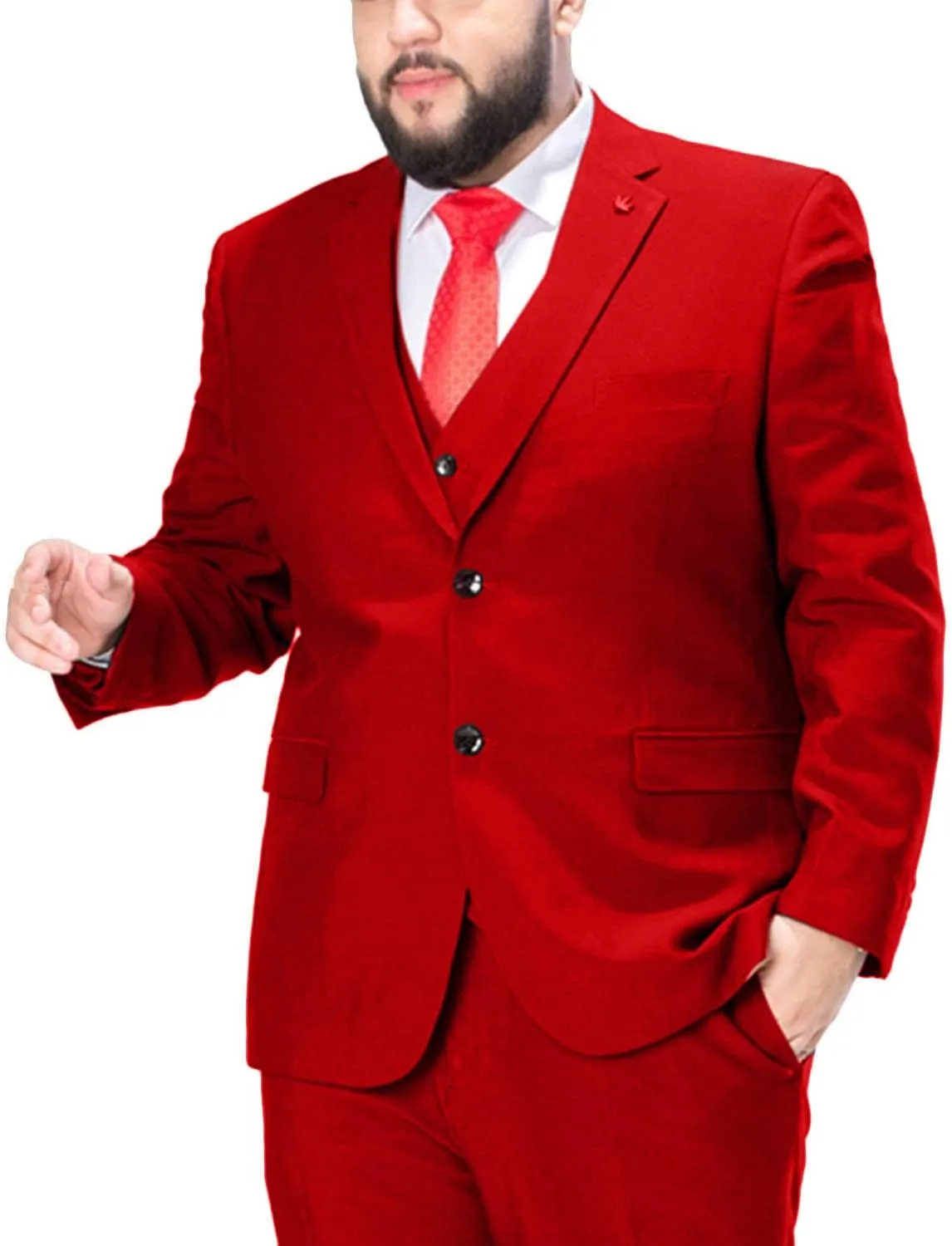 GATMSTZ Men's Formal Big Tall 3 Pieces Suit 2 Buttons Wedding Jacket Vest Pants