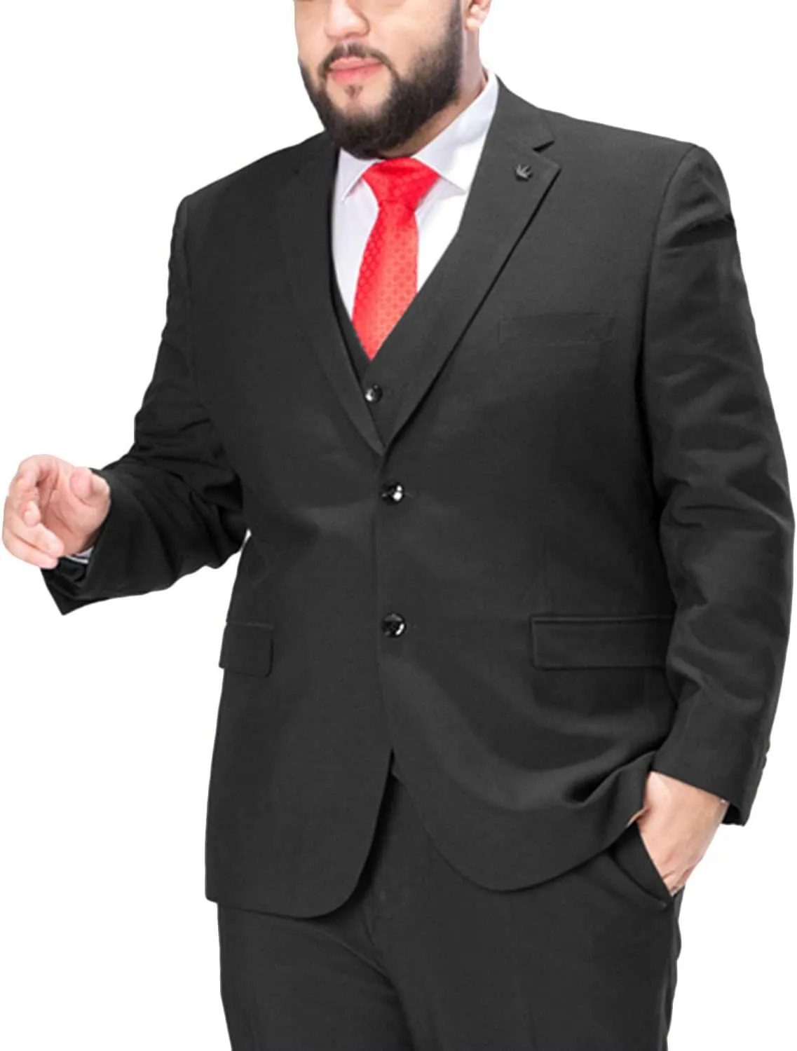 GATMSTZ Men's Formal Big Tall 3 Pieces Suit 2 Buttons Wedding Jacket Vest Pants