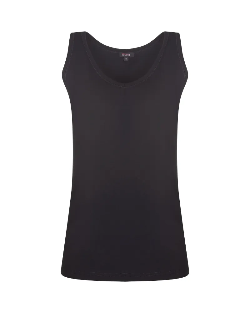 Gemsli Black V Neck Organic Cotton Sleeveless Undershirt