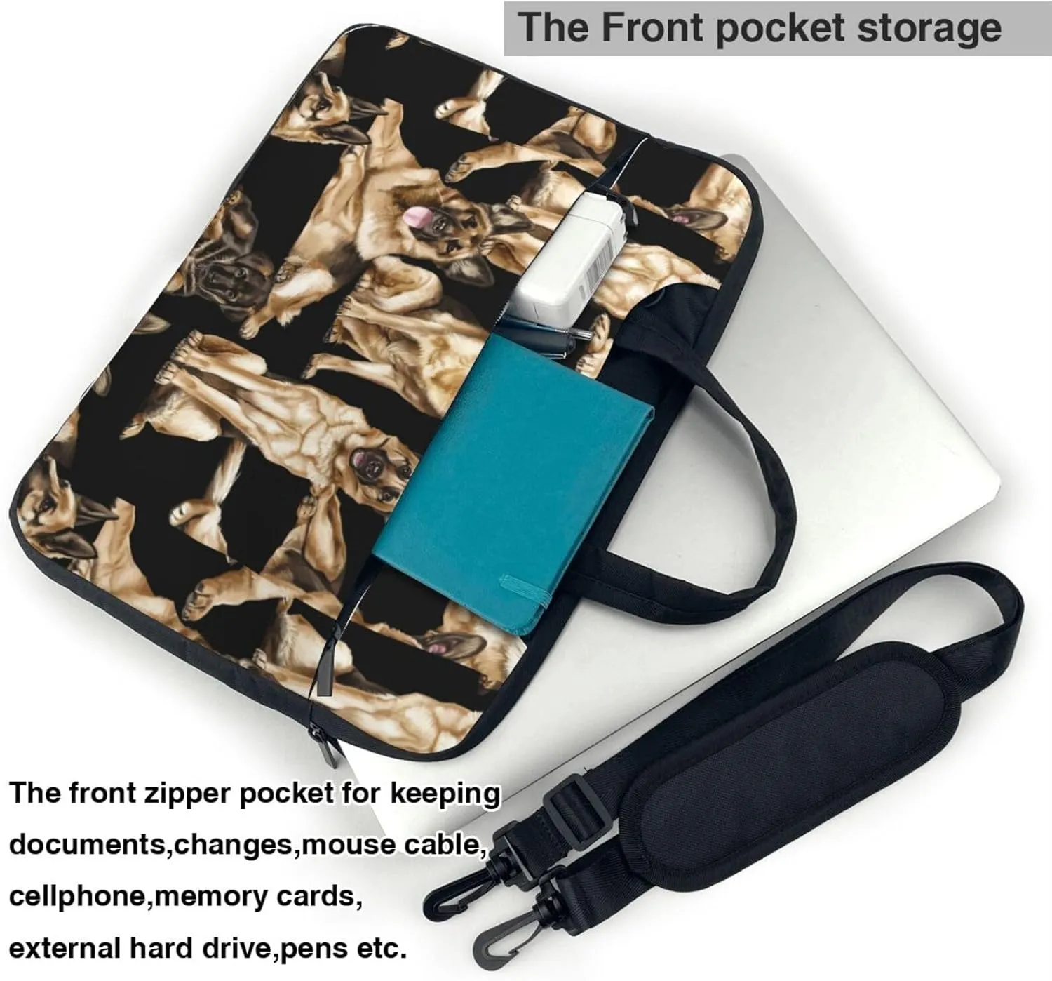 German shepherd Print Work Casual Office Laptop Shoulder Messenger Bag 13 inch 14 inch 15.6 inch
