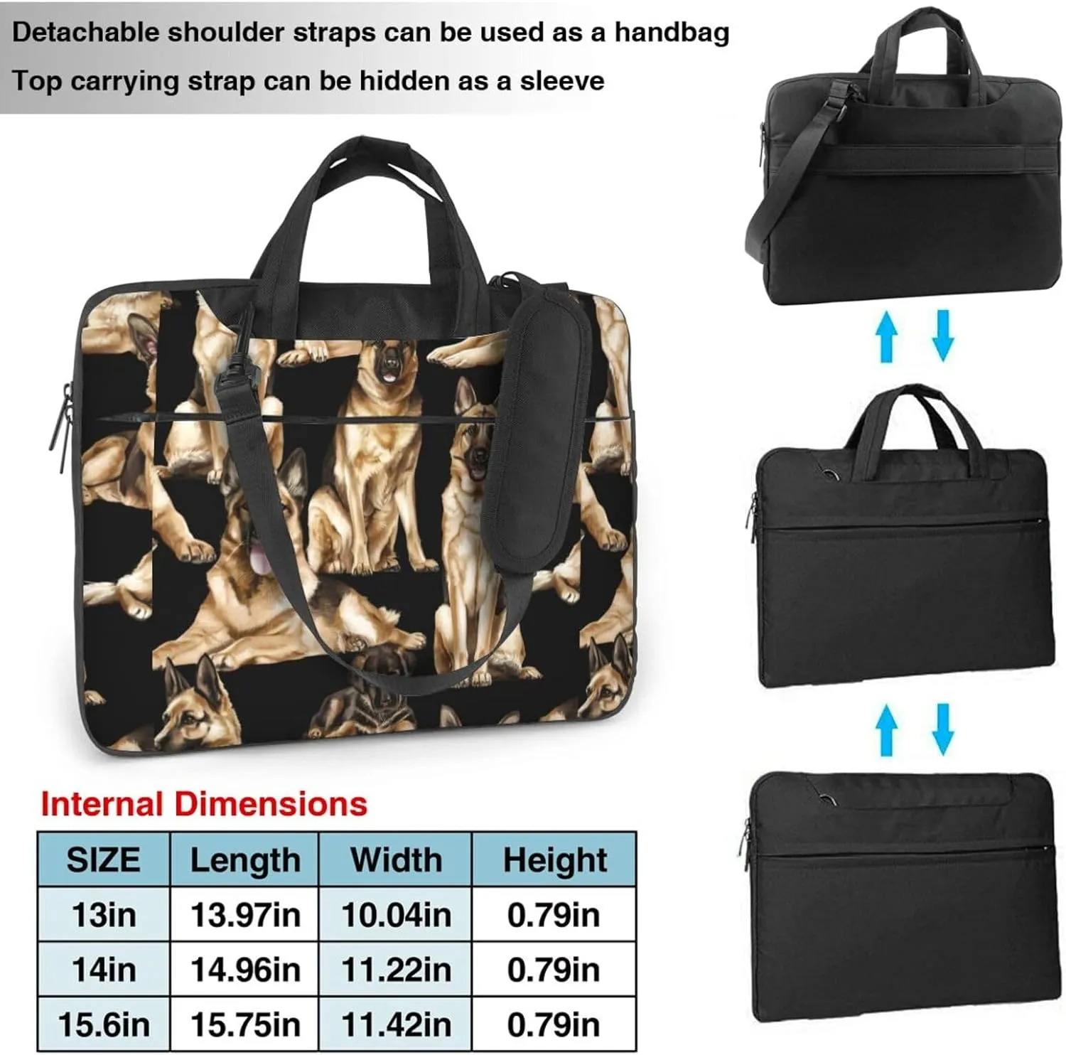 German shepherd Print Work Casual Office Laptop Shoulder Messenger Bag 13 inch 14 inch 15.6 inch