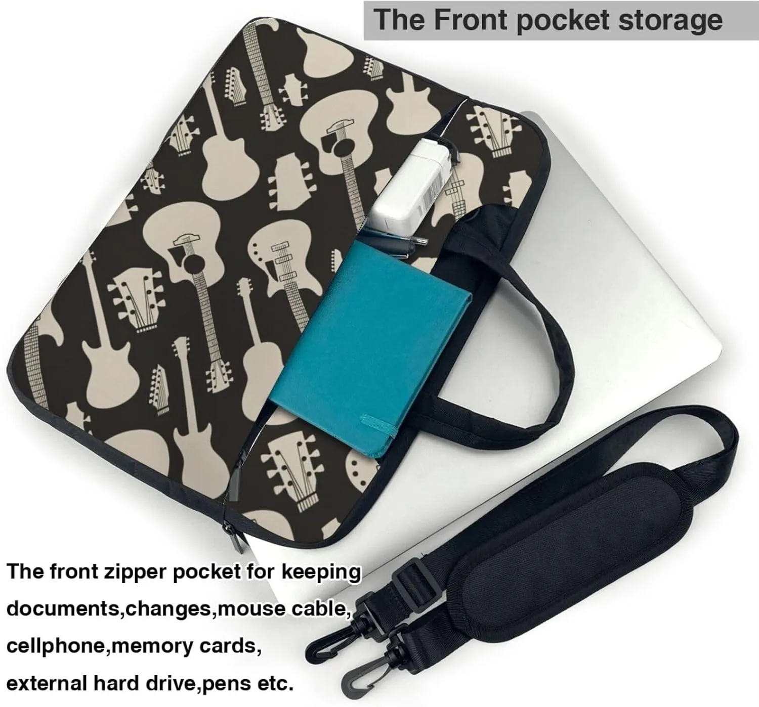 Guitar pattern Print Work Casual Office Laptop Shoulder Messenger Bag 13 inch 14 inch 15.6 inch