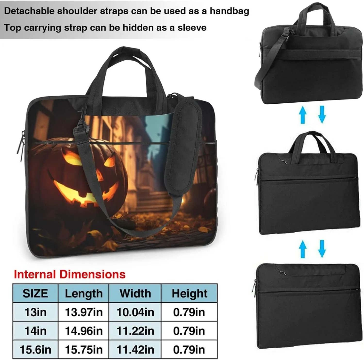 halloween with pumpkins Print Work Casual Office Laptop Shoulder Messenger Bag 13 inch 14 inch 15.6 inch