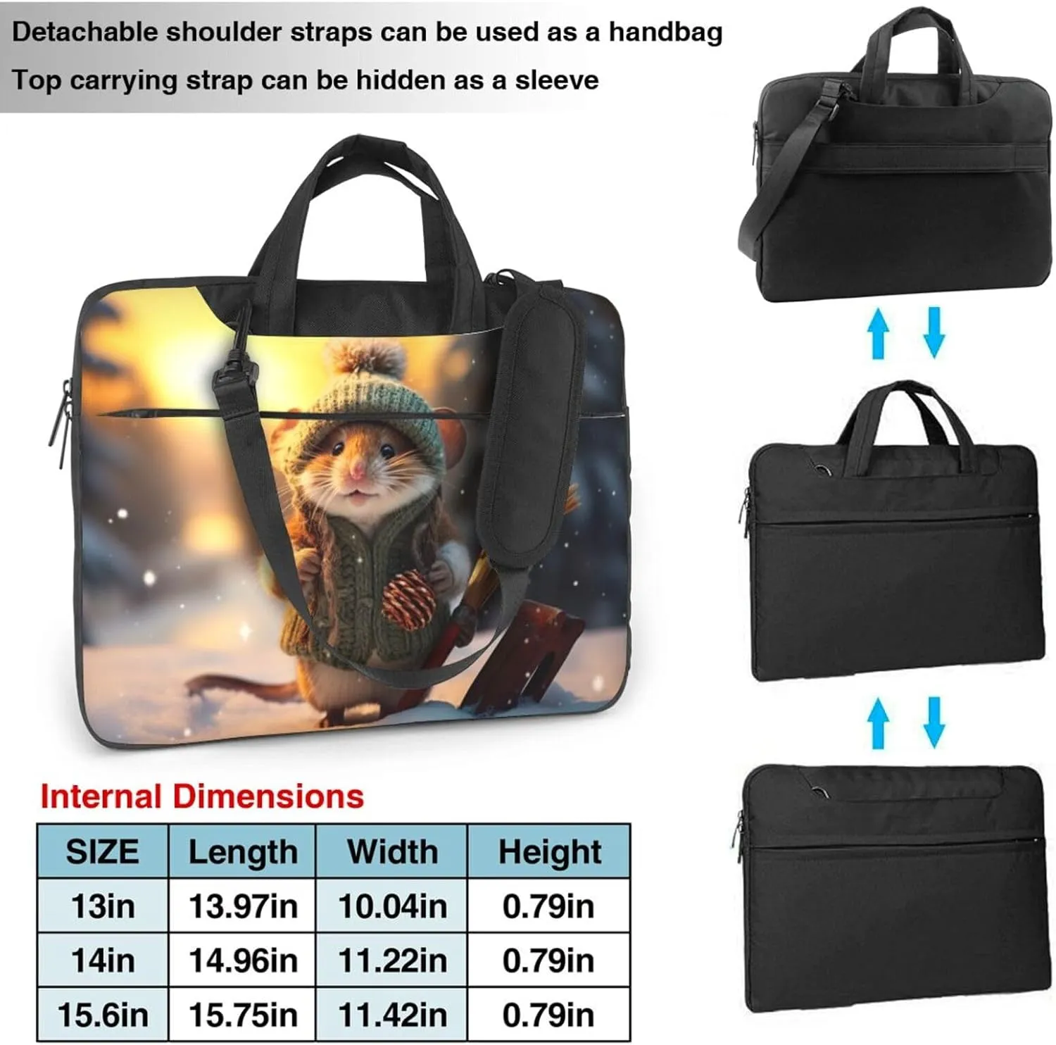 Hardworking snowman Print Work Casual Office Laptop Shoulder Messenger Bag 13 inch 14 inch 15.6 inch